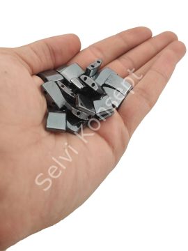 Çift Delikli Tek Taraflı Hematit Doğal Taş 18 mm 50 Adet