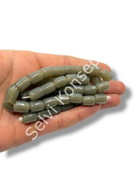 El Yapımı Parlak Silindir Dizi Cam Boncuk Duman Gri 10x12 mm