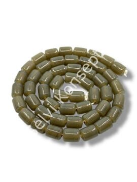 El Yapımı Parlak Silindir Dizi Cam Boncuk Duman Gri 10x12 mm