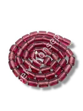 El Yapımı Parlak Silindir Dizi Cam Boncuk Mürdüm 8x12 mm