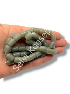 El Yapımı Mat Silindir Dizi Cam Boncuk Duman Gri 8x12 mm