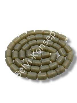 El Yapımı Mat Silindir Dizi Cam Boncuk Duman Gri 8x12 mm