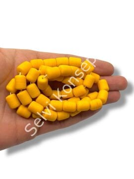 El Yapımı Mat Silindir Dizi Cam Boncuk Hardal 8x12 mm