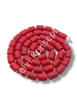 El Yapımı Mat Silindir Dizi Cam Boncuk Kırmızı 10x12 mm