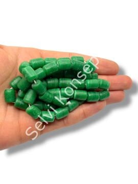 El Yapımı Mat Silindir Dizi Cam Boncuk Orman Yeşili 10x12 mm
