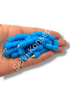 El Yapımı Mat Silindir Dizi Cam Boncuk Mavi 8x12 mm