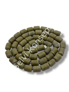 El Yapımı Mat Silindir Dizi Cam Boncuk Haki Yeşili 8x12 mm