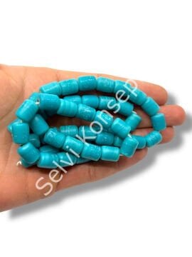 El Yapımı Mat Silindir Dizi Cam Boncuk Turkuaz 10x12 mm