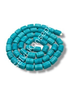 El Yapımı Mat Silindir Dizi Cam Boncuk Turkuaz 10x12 mm