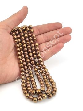 Hematit Doğal Taş Açık Bakır Renk 8 mm