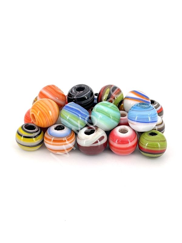 Bodrum Cam Boncuk Karışık Ebruli Büyük Boy 10 Adet