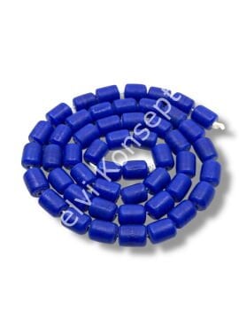 El Yapımı Mat Silindir Dizi Cam Boncuk Lacivert 10x12 mm