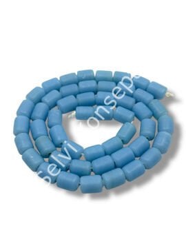 El Yapımı Mat Silindir Dizi Cam Boncuk Bebek Mavisi 8x12 mm