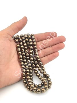 Hematit Doğal Taş Pirinç Renk 8 mm