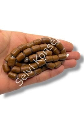 El Yapımı Mat Silindir Dizi Cam Boncuk Kahverengi 10x12 mm