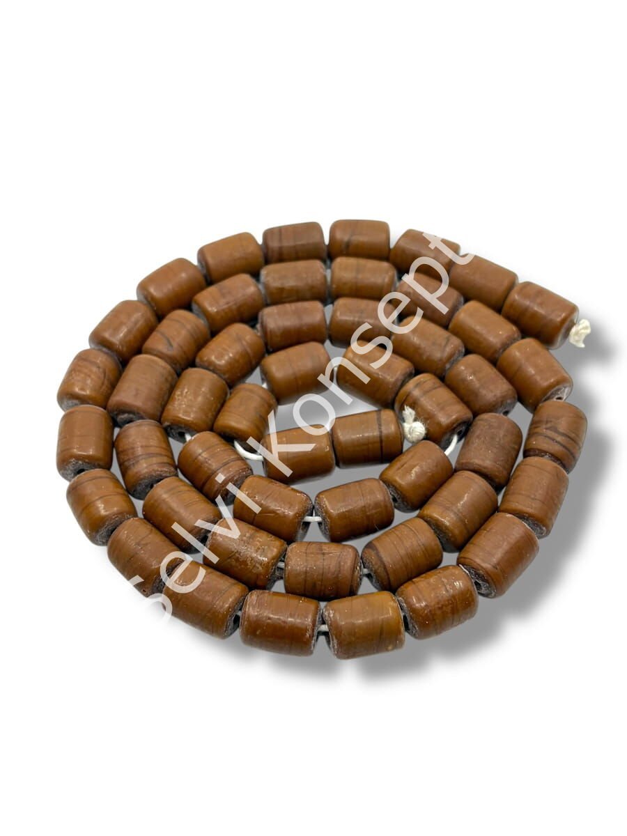El Yapımı Mat Silindir Dizi Cam Boncuk Kahverengi 10x12 mm