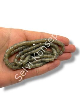 El Yapımı Parlak Silindir Dizi Cam Boncuk Duman Gri 6x7 mm