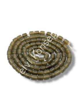 El Yapımı Parlak Silindir Dizi Cam Boncuk Duman Gri 6x7 mm