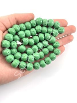 Eskitme Yuvarlak Bodrum Dizi Cam Boncuk Mint Yeşili 12 mm