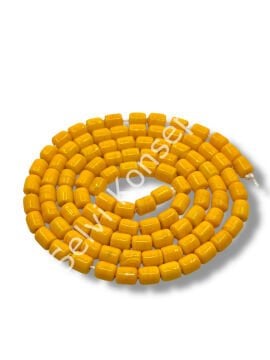 El Yapımı Parlak Silindir Dizi Cam Boncuk Hardal 6x7 mm