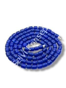 El Yapımı Parlak Silindir Dizi Cam Boncuk Lacivert 6x7 mm