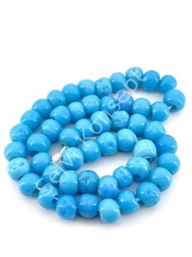 Eskitme Yuvarlak Bodrum Dizi Cam Boncuk Mavi12 mm