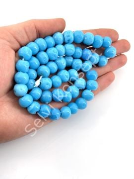 Eskitme Yuvarlak Bodrum Dizi Cam Boncuk Mavi12 mm