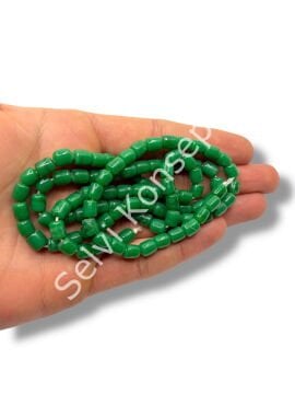 El Yapımı Parlak Silindir Dizi Cam Boncuk Orman Yeşili 6x7 mm
