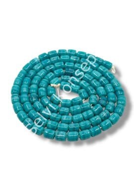 El Yapımı Parlak Silindir Dizi Cam Boncuk Turkuaz 6x7 mm