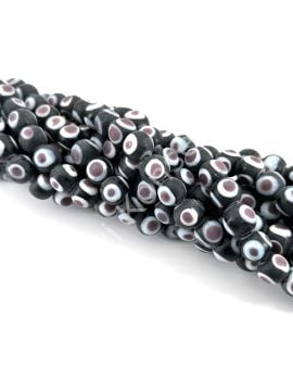 El Yapımı Mat Siyah Roma Karagöz Cam Boncuk 12 mm