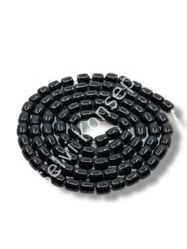 El Yapımı Parlak Silindir Dizi Cam Boncuk Siyah 6x7 mm