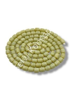 El Yapımı Parlak Silindir Dizi Cam Boncuk Krem 6x7 mm