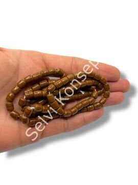El Yapımı Parlak Silindir Dizi Cam Boncuk Kahverengi 6x7 mm