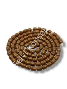 El Yapımı Parlak Silindir Dizi Cam Boncuk Kahverengi 6x7 mm