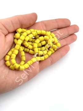 Silindir Dizi Cam Boncuk Sarı 5x6 mm