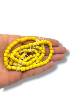 El Yapımı Mat Silindir Dizi Cam Boncuk Sarı 6x7 mm