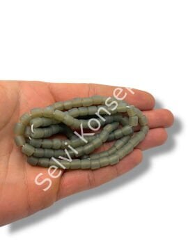 El Yapımı Mat Silindir Dizi Cam Boncuk Duman Gri 6x7 mm