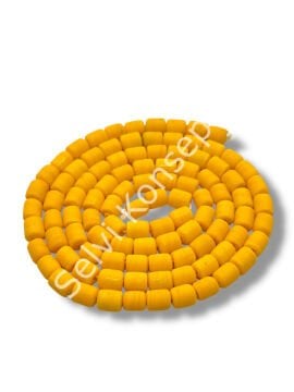 El Yapımı Mat Silindir Dizi Cam Boncuk Hardal 6x7 mm