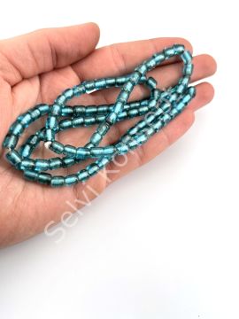Silindir Dizi Cam Boncuk Cam Mavi 5,5x7 mm
