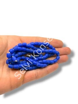 El Yapımı Mat Silindir Dizi Cam Boncuk Lacivert 6x7 mm