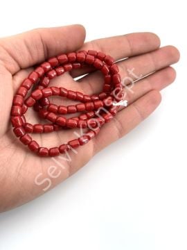 Silindir Dizi Cam Boncuk Kırmızı 5,5x7 mm