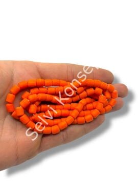 El Yapımı Mat Silindir Dizi Cam Boncuk Turuncu 6x7 mm