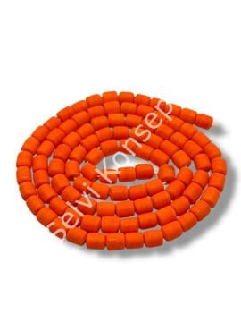 El Yapımı Mat Silindir Dizi Cam Boncuk Turuncu 6x7 mm