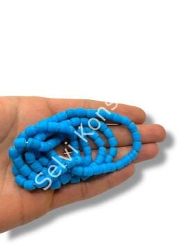 El Yapımı Mat Silindir Dizi Cam Boncuk Mavi 6x7 mm