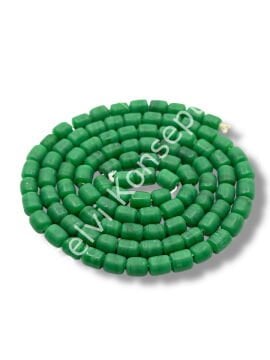 El Yapımı Mat Silindir Dizi Cam Boncuk Orman Yeşili 6x7 mm