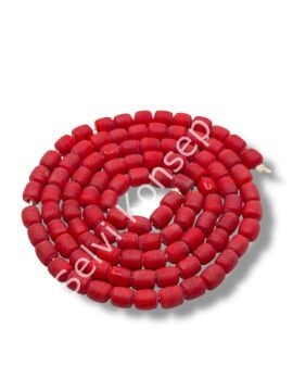El Yapımı Mat Silindir Dizi Cam Boncuk Kırmızı 6x7 mm