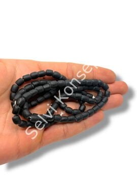 El Yapımı Mat Silindir Dizi Cam Boncuk Siyah 6x7 mm