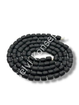 El Yapımı Mat Silindir Dizi Cam Boncuk Siyah 6x7 mm
