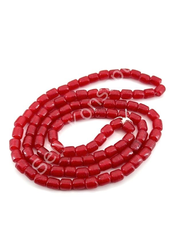 Silindir Dizi Cam Boncuk Nar Çiçeği 5,5x7 mm