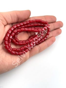 Silindir Dizi Cam Boncuk Nar Çiçeği 5,5x7 mm